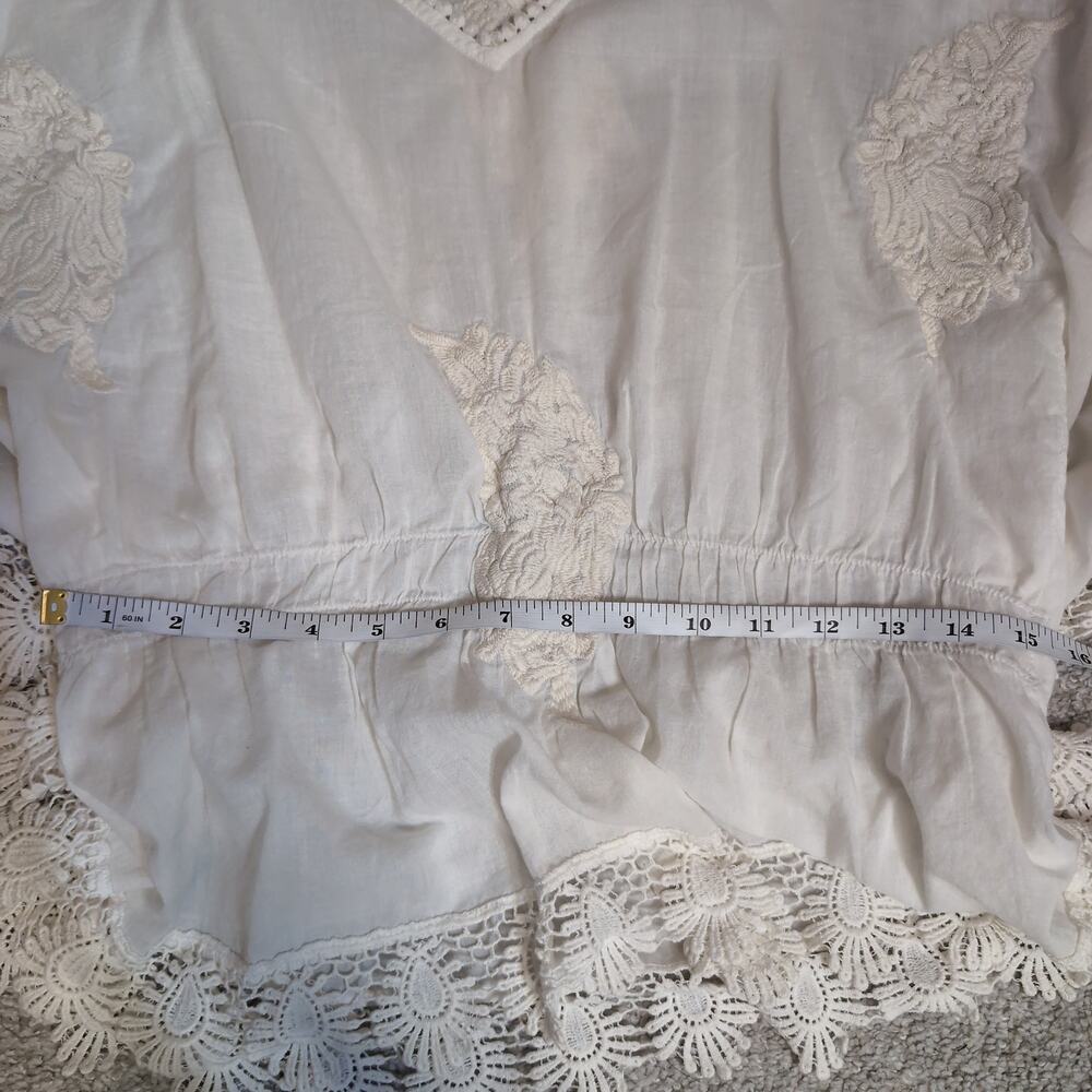 Embroidered Lace Trim Peplum Top Beach Summer - Picture 7 of 7